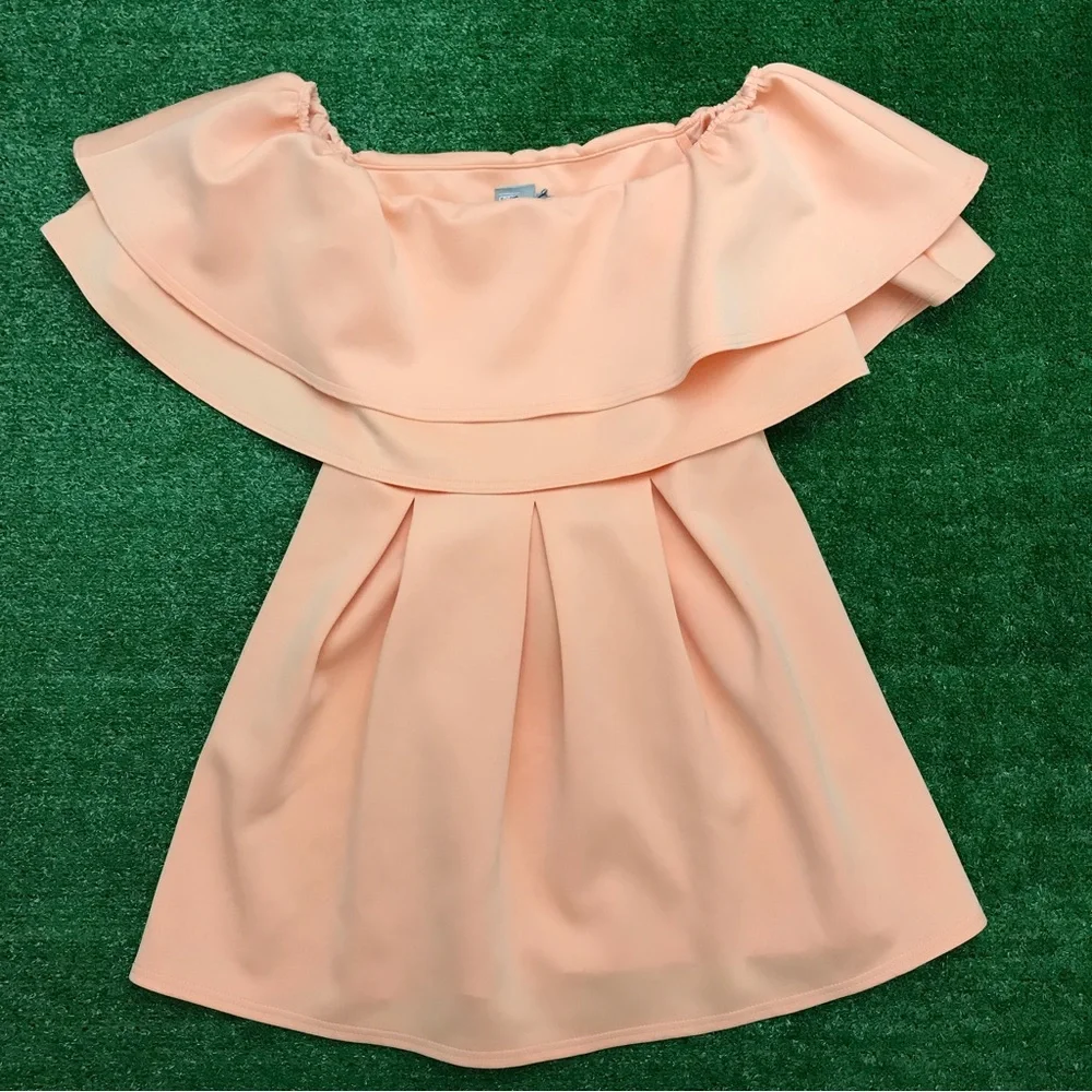 ASOS Scuba Ruffled Off The Shoulder Dress Sz 8 NWT